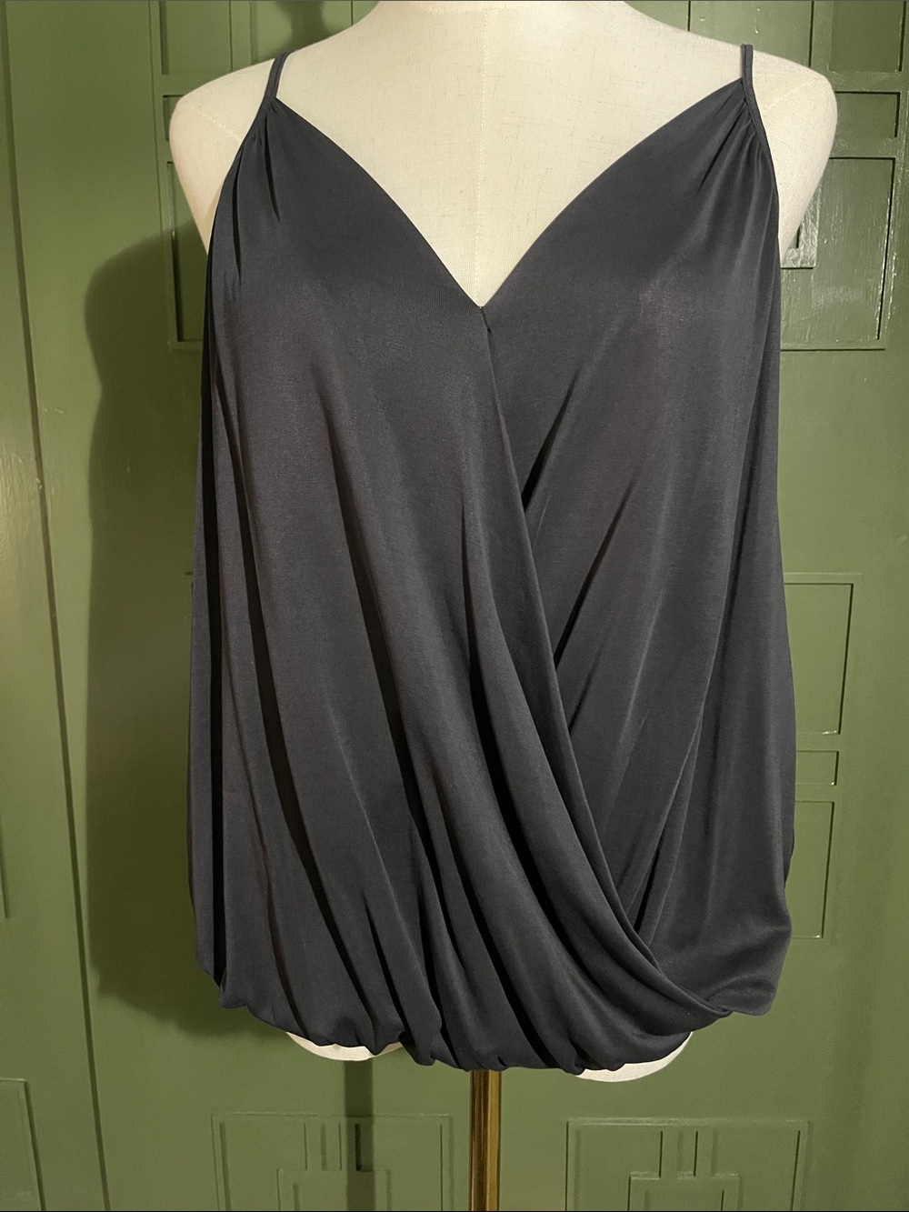 Eri + Ali Black Draped V-Neck Camisole Top